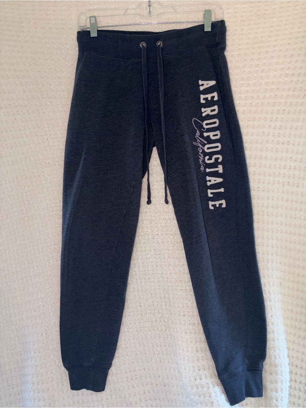 Aeropostale Men's Dark Navy Logo Sweatpants with Side Script
